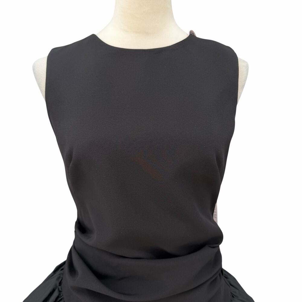 Mac Duggal NEW Black Sleeveless Crepe Bubble Skirt Formal Party Mini Dress - Picture 4 of 11